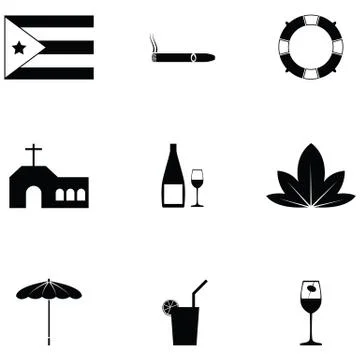Cuba icon set Illustrazione stock