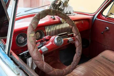 Cuba, Interior of an oldtimer Stock Photos