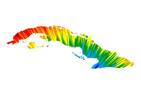 Cuba island - map is designed rainbow abstract colorful pattern 스톡 일러스트