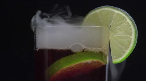 Cuba libre and dry ice smoke Stock Footage 55121097