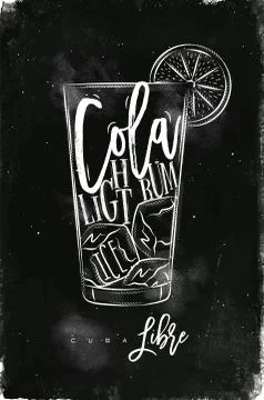 Cuba libre cocktail chalk Stock Illustration