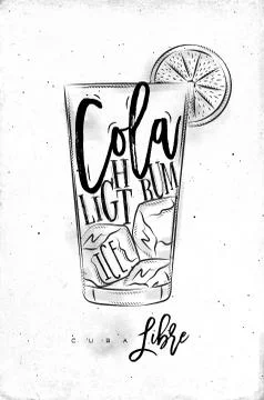 Cuba libre cocktail Stock Illustration