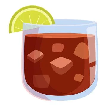 Cuba libre cocktail with lime and ice cubes refreshing summer drink Stock Illustration