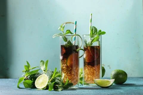 Cuba libre cocktail Stock Photos