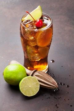 Cuba libre cocktail Stock Photos