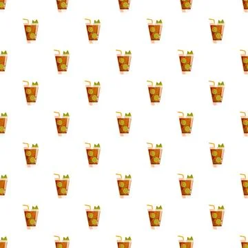 Cuba libre cocktail repeating pattern with lime Stock Illustration