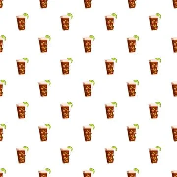 Cuba libre cocktail seamless pattern with lime Stock Illustration