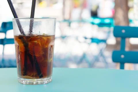 Cuba Libre cocktail on table Stock Photos