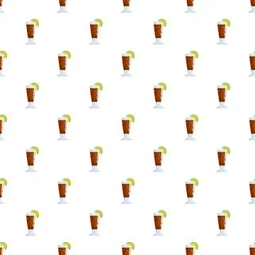 Cuba libre cocktails pattern with lime garnish Stock Illustration