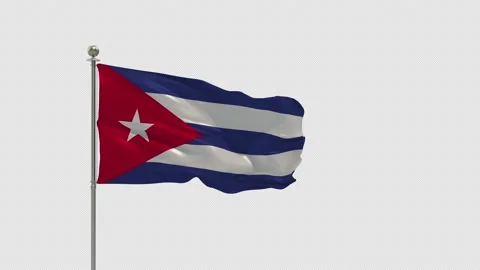 Cuba Looping Of The Waving Flag Pole With Alpha Stock-Footage 161976988