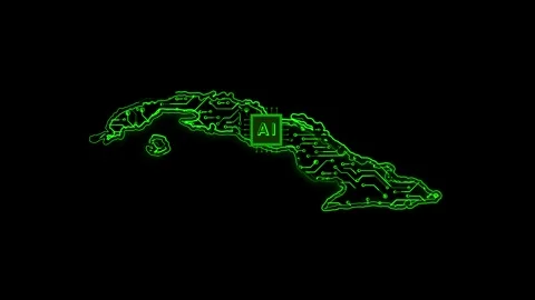Cuba Map AI Chipset Technology Opener Stock Footage 337055172