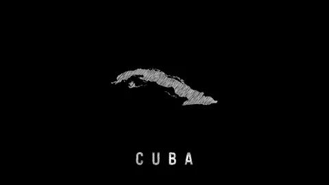 Cuba map appearing with pencil strokes effect on black background Stock Footage 314337069