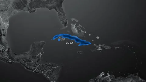 CUBA Map Blue Color 4K Stock Footage 343038108