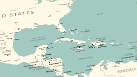 Cuba on the Map of the Caribbean and Central America Stock Footage 339300654