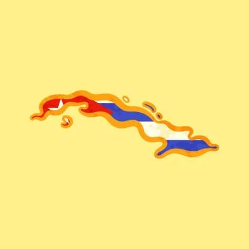 Cuba - Map colored with Cuban flag Stock Illustration