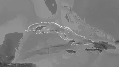 Cuba map - extract. Border. Grayscale. Vídeo Stock 273570166