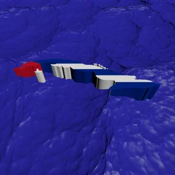 Cuba map flag in abstract ocean illustration Stock Illustration