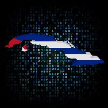Cuba map flag on hex code illustration Illustrazione stock