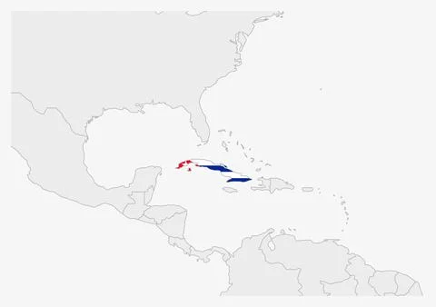 Cuba map highlighted in Cuba flag colors Stock Illustration