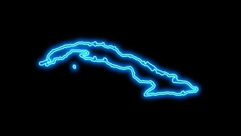 Cuba Map Outline Neon Lights Stock Footage 332849255