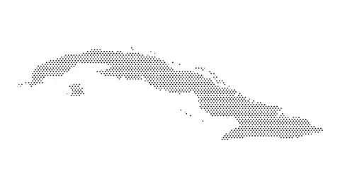 Cuba map from particles, dots. Digital silhouette. Abstract animation backg.. Stock Footage 308594415