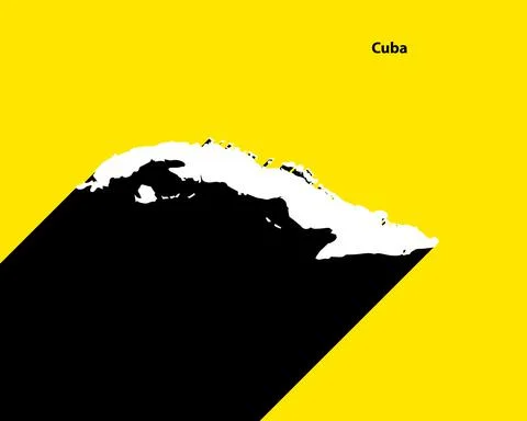 Cuba Map on retro poster with long shadow Stock Illustration