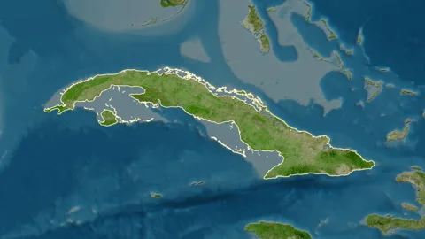 Cuba map - solid. Border. Satellite. Stock Footage 273570300