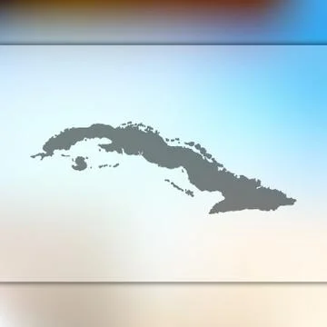 Cuba map. Vector silhouette of Cuba. Blurred background Stock Illustration