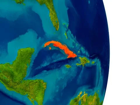 Cuba on model of planet Earth Stock Illustration