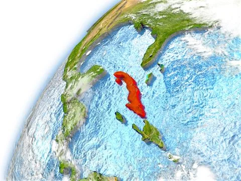 Cuba on model of planet Earth Illustrazione stock