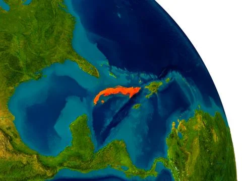 Cuba on model of planet Earth Stock Illustration