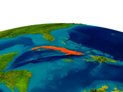 Cuba on model of planet Earth Illustrazione stock