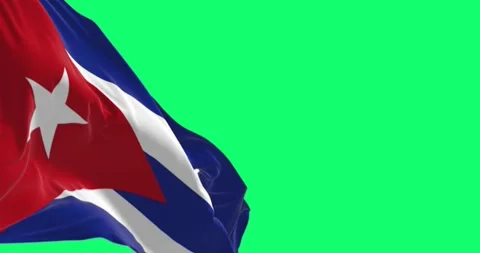 Cuba national flag waving in the wind isolated on green background Stock-Footage 274459116