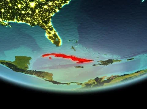 Cuba at night on Earth Illustrazione stock