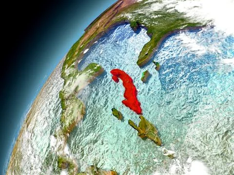 Cuba from orbit of model Earth Stock Illustration