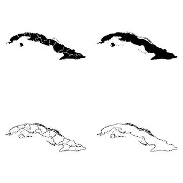Cuba Outline and Solid Fill Map Set. 스톡 일러스트