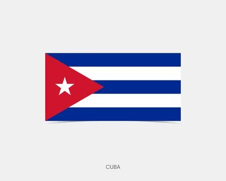 Cuba Rectangle flag icon with shadow. Stock Illustration