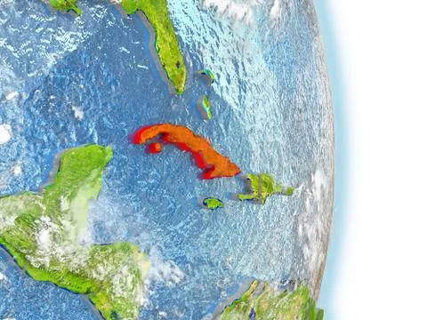 Cuba in red on Earth Illustrazione stock