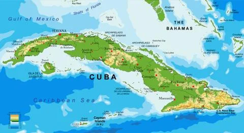 Cuba relief map Stock Illustration