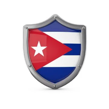 Cuba security concept. Metal shield shape with national flag Stock Illustration