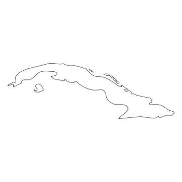 Cuba - solid black outline border map of country area. Simple flat vector 스톡 일러스트