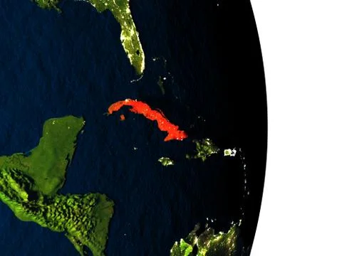 Cuba from space during dusk Illustrazione stock