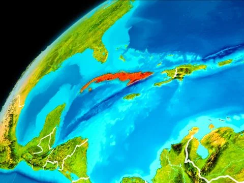Cuba from space Stock Illustration