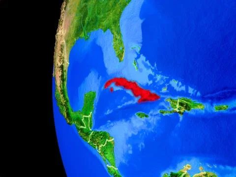 Cuba from space Stock Illustration