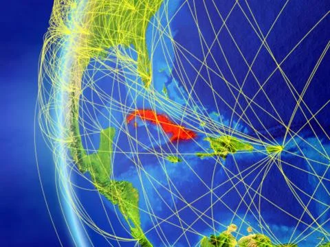 Cuba from space with network イラスト素材