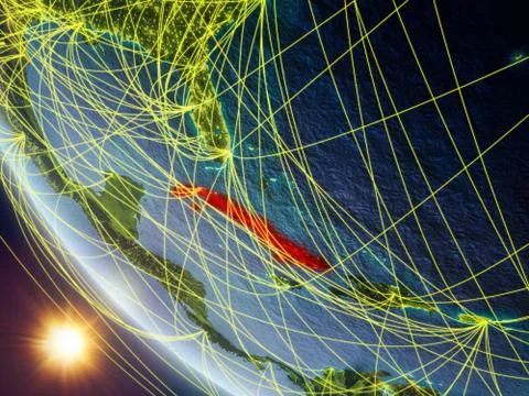 Cuba from space with network イラスト素材