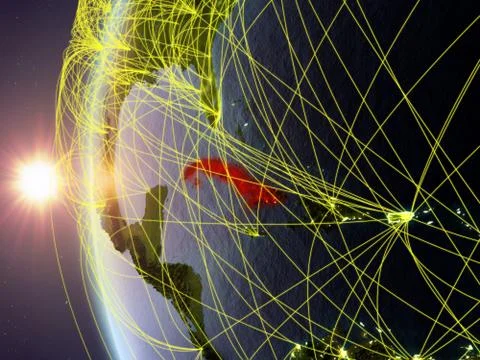 Cuba from space with network イラスト素材
