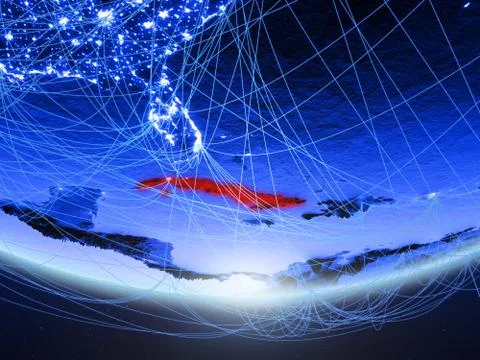 Cuba from space with network Stock Illustration