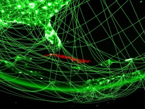Cuba from space with network イラスト素材