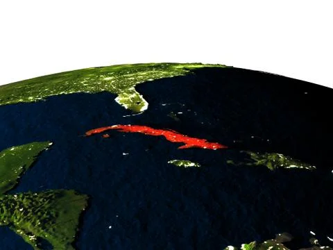 Cuba from space at night Stock Illustration